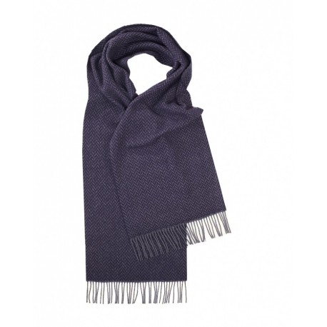 Blaues Lambswool-Tuch mit Zick-Zack-Muster