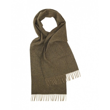 Grünes Lambswool-Tuch mit Zick-Zack-Muster