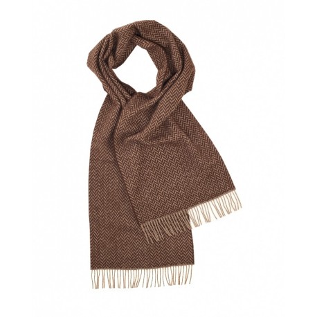 Braunes Lambswool-Tuch mit Zick-Zack-Muster