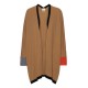 Camelfarbener Kimono mit Details in Schwarz, Grau und Orange
