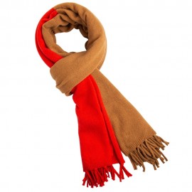 Camel-orangerotes Halstuch aus Merino und Kaschmir