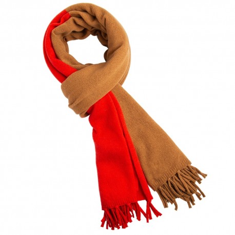 Camel-orangerotes Halstuch aus Merino und Kaschmir
