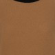 Camelfarbener Pullover mit Details in Schwarz, Grau und Orange