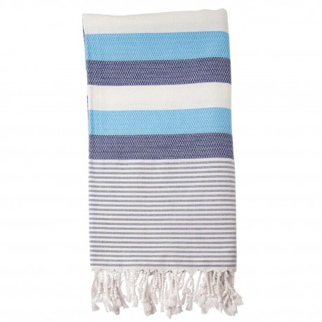 Gestreiftes Hamam-Handtuch in Weiß und Blau