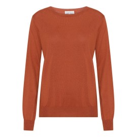 Orange Bluse aus Seide und Kaschmir mit Rundhals