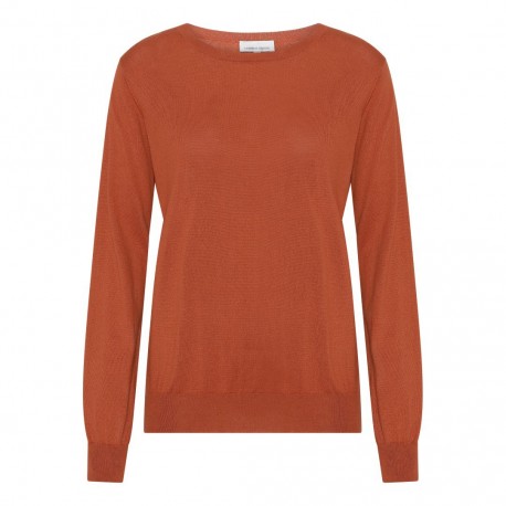 Orange Bluse aus Seide und Kaschmir mit Rundhals