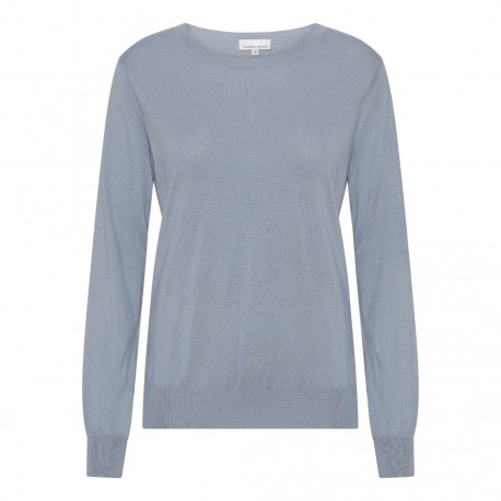 Hellblaue Bluse aus Seide und Kaschmir