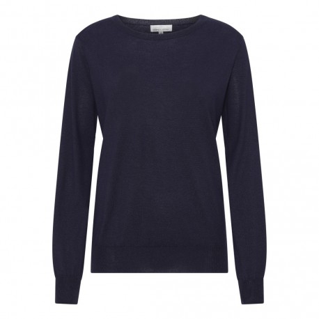 Marineblaue Bluse aus Seide und Kaschmir