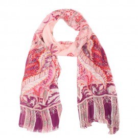 Modal/Kaschmir-Schal in rosa und violettem Muster