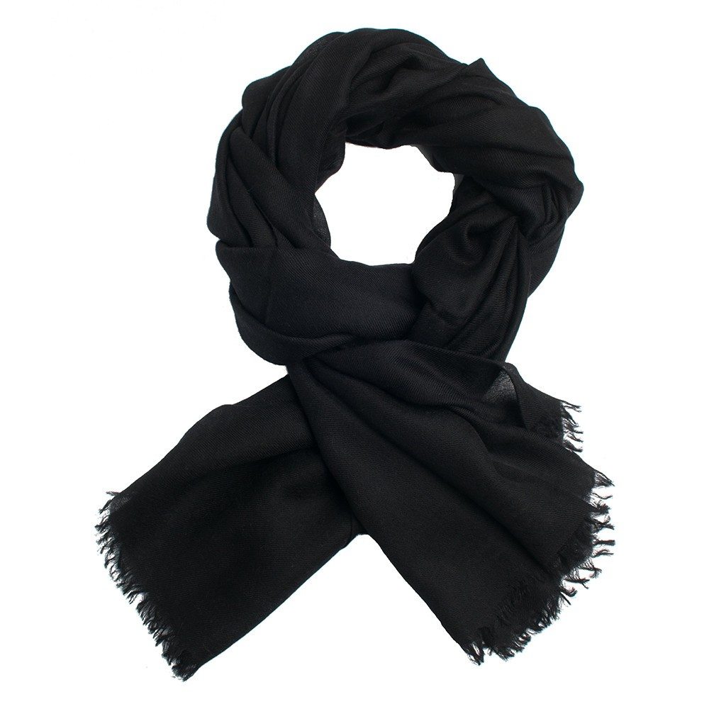 Schwarzer Pashmina-Schal in doppelfädigem Twill