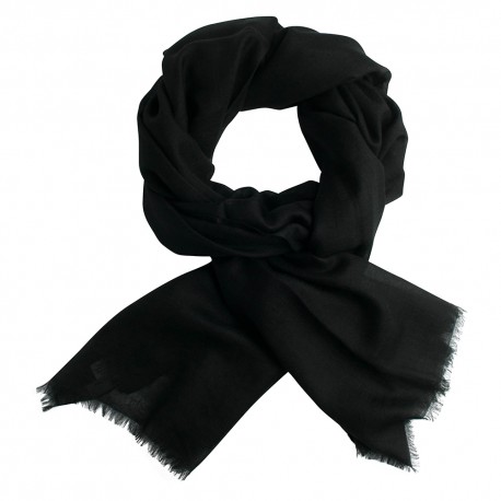Schwarzer Pashmina-Schal in 2-Lagen-Leinwandbindung