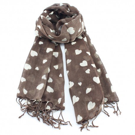 Kastanienbraunes Wolltuch mit Herzdruck