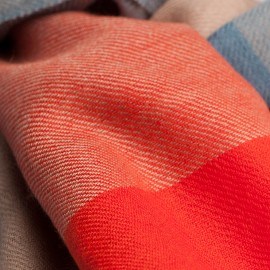 Großkarierter Pashmina-Schal rot, blau, beige und grau