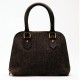 Schwarze Handtasche aus Leder und Wolle