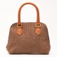 Braune Handtasche aus Leder und Wolle