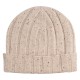 Beige melierte Strickmütze aus Kaschmir