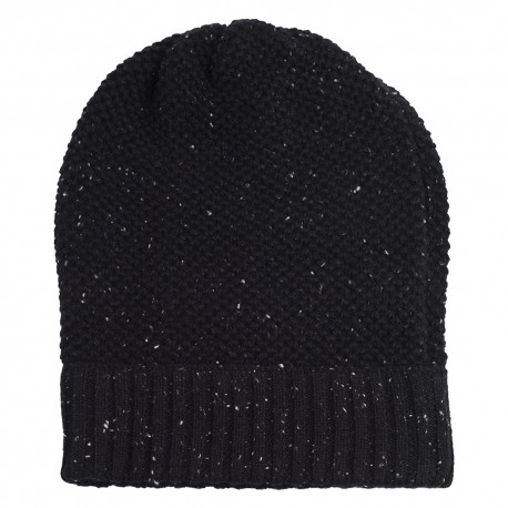 Beanie aus schwarz meliertem Kaschmir